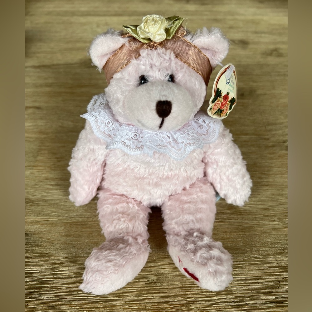 Vintage MARCH OF DIMES Plushland Pink Bear “I Love MOM” 2003 Plush